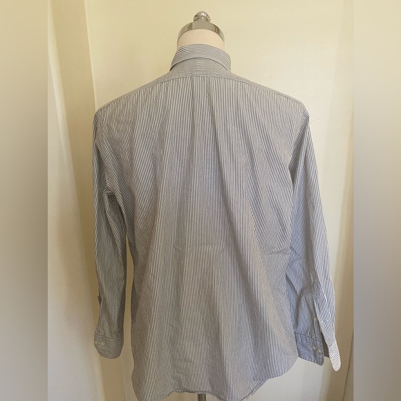 Polo Ralph Lauren Vintage Straight Collar Andrew Shirt in Black/White Stripe - Picture 2 of 6